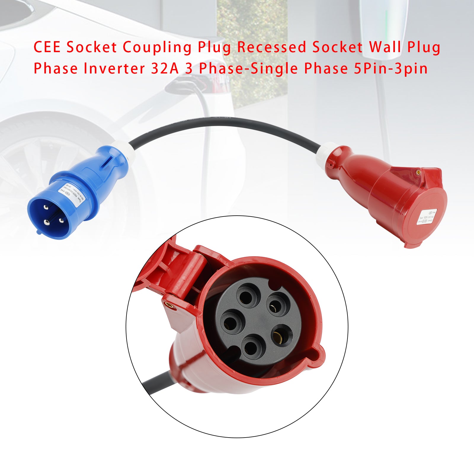 CEE Socket Coupling Plug Recessed Socket Phase Inverter 32A 3 Phase to Single