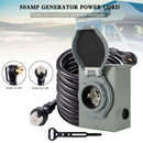 50Amp Generator Cord 25FT+Power Inlet Box RV Extension Cord Waterproof Combo Kit-3