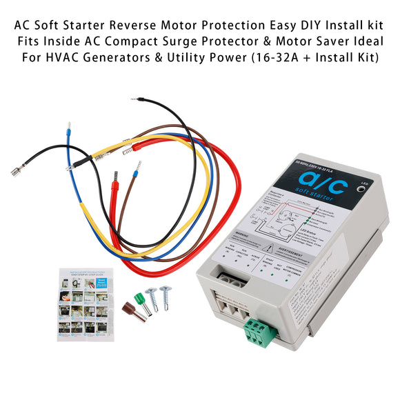 AC Soft Starter Reverse Motor Protection 16-32A + Install Kit
