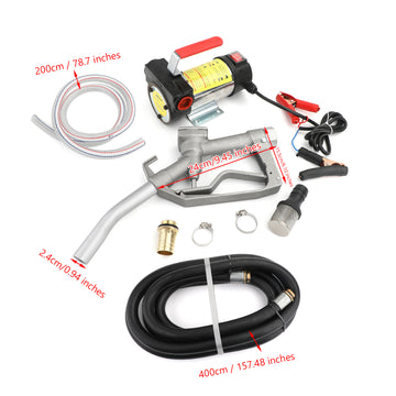 Electric Fuel Transfer Pump Diesel Kerosene Oil Commercial Auto 12V DC w/Nozzle - 0