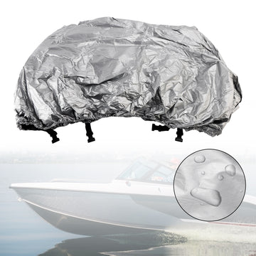 Universal Waterproof Duty Boat Cover 16-18Ft Silver For Fishing Boat Shelter - 0