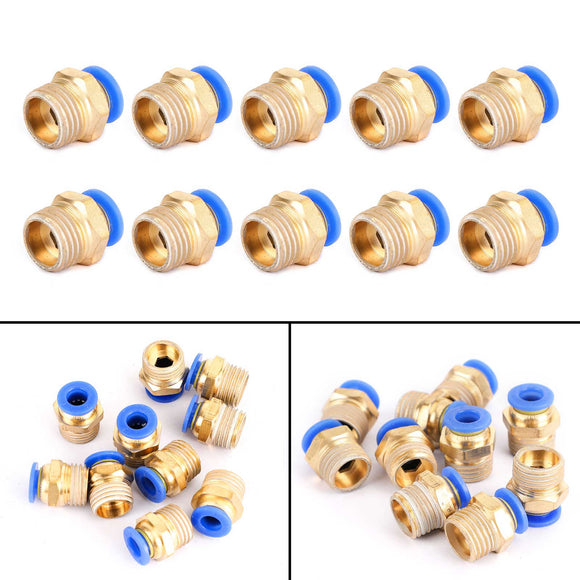 10 Pieces Pneumatic 6mm Tube X 1/4Inch Npt Male Connector Push To Connect Fitting