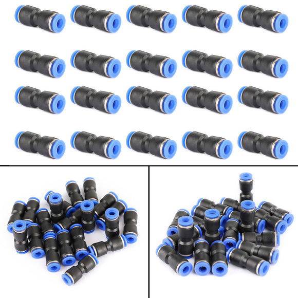 20Pcs Air Pneumatic 1/4Inch to 1/4Inch Straight Push in Connectors Quick