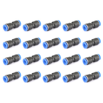 20Pcs Air Pneumatic 1/4Inch to 1/4Inch Straight Push in Connectors Quick