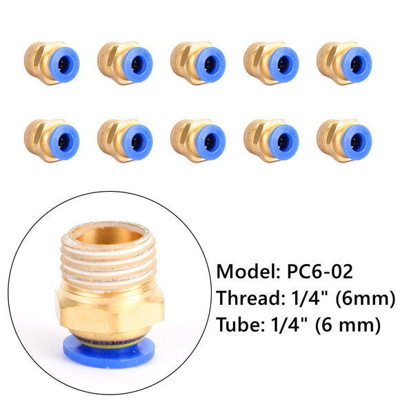 10 Pieces Pneumatic 6mm Tube X 1/4Inch Npt Male Connector Push To Connect Fitting