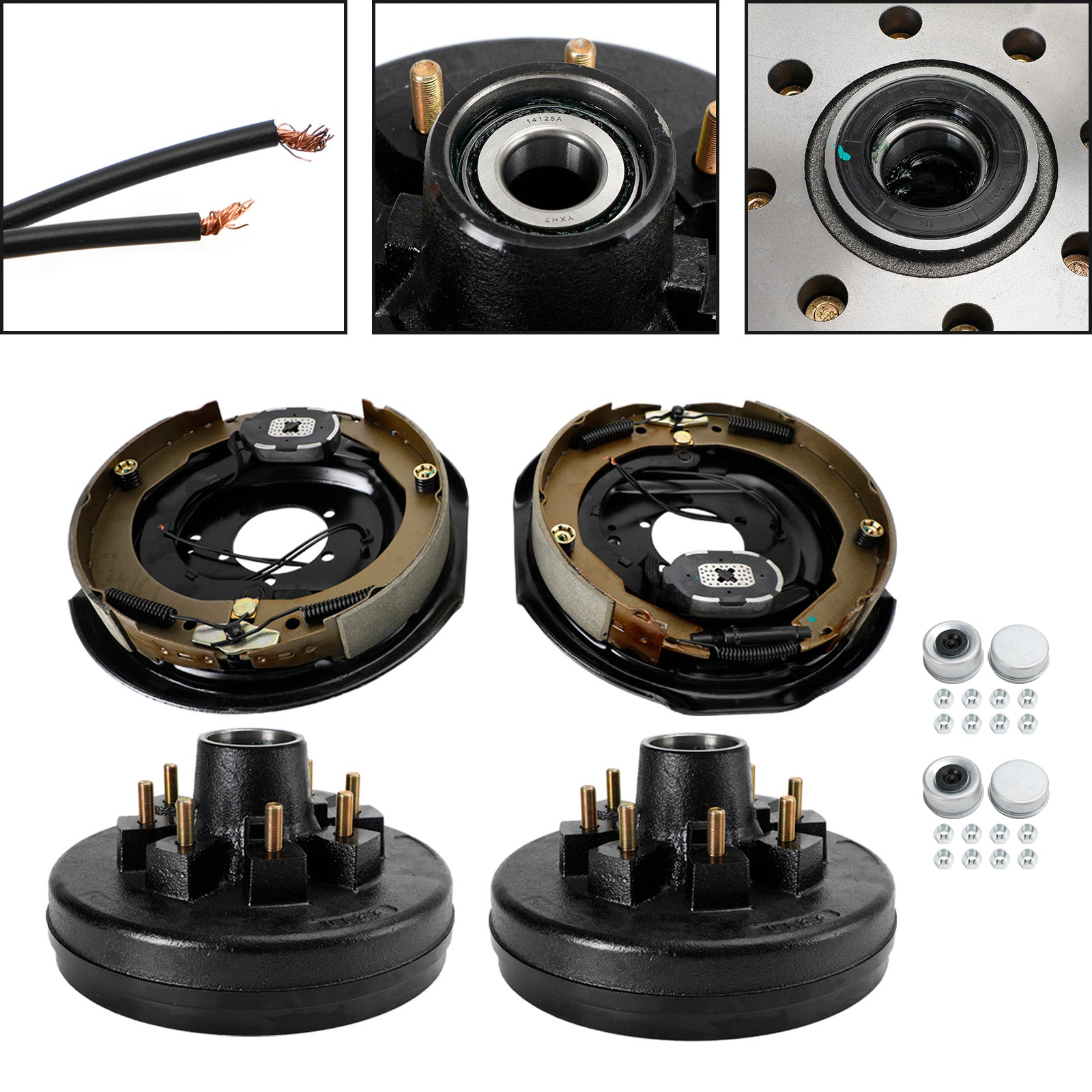 Kits de tambour de remorque 12"-8 sur moyeu 6,5 avec freins électriques 12" x 2" pour essieu 5,2K-7K