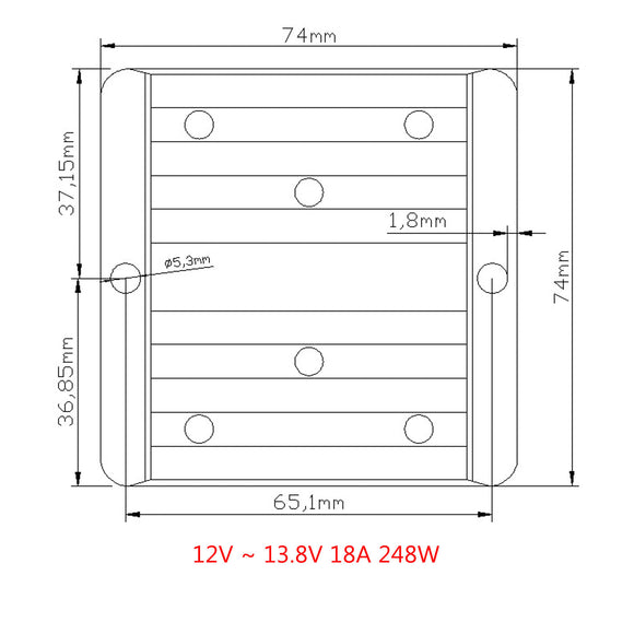 Waterproof DC/DC Converter Regulator 12V Step Up to 13.8V 18A 248W