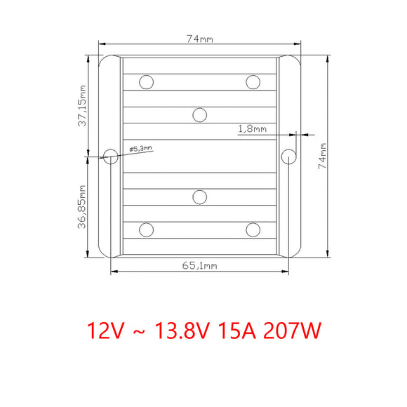 Waterproof DC/DC Converter Regulator 12V Step Up to 13.8V 15A 207W