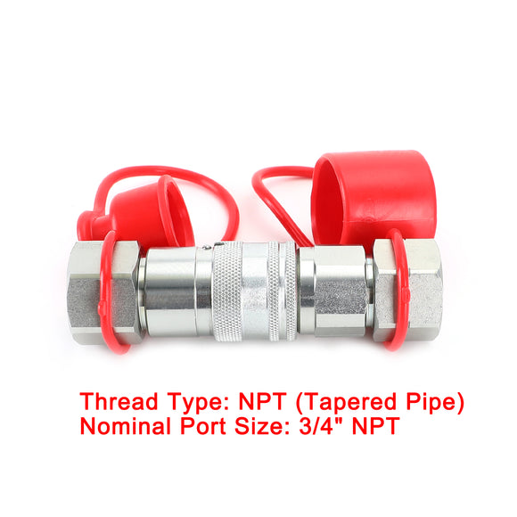 3/4Inch NPT Pair Hydraulic Flat Face Quick Coupler Skid Steer For Bobcat ISO 16028