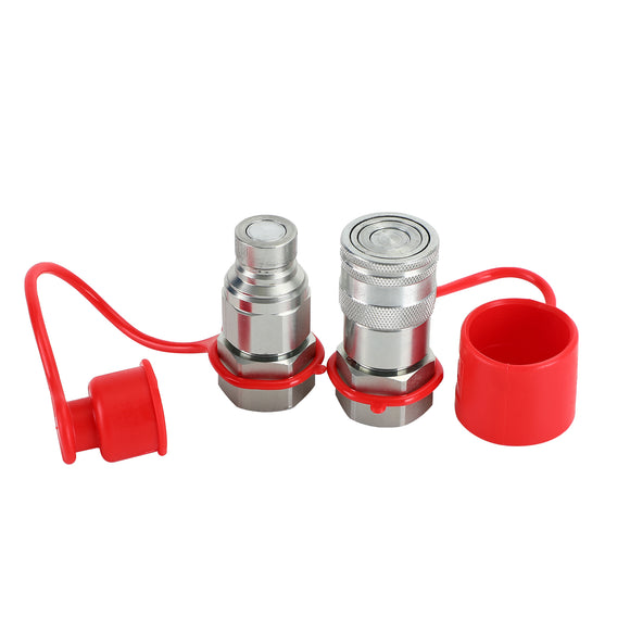 3/4Inch NPT Pair Hydraulic Flat Face Quick Coupler Skid Steer For Bobcat ISO 16028