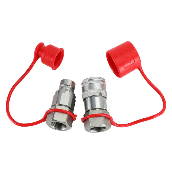 3/4Inch NPT Pair Hydraulic Flat Face Quick Coupler Skid Steer For Bobcat ISO 16028