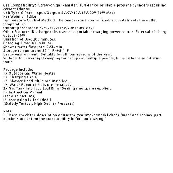 Portable Water Heater For RV Camping  7800mAh 3.3h Rechargeable Camping Cleaning