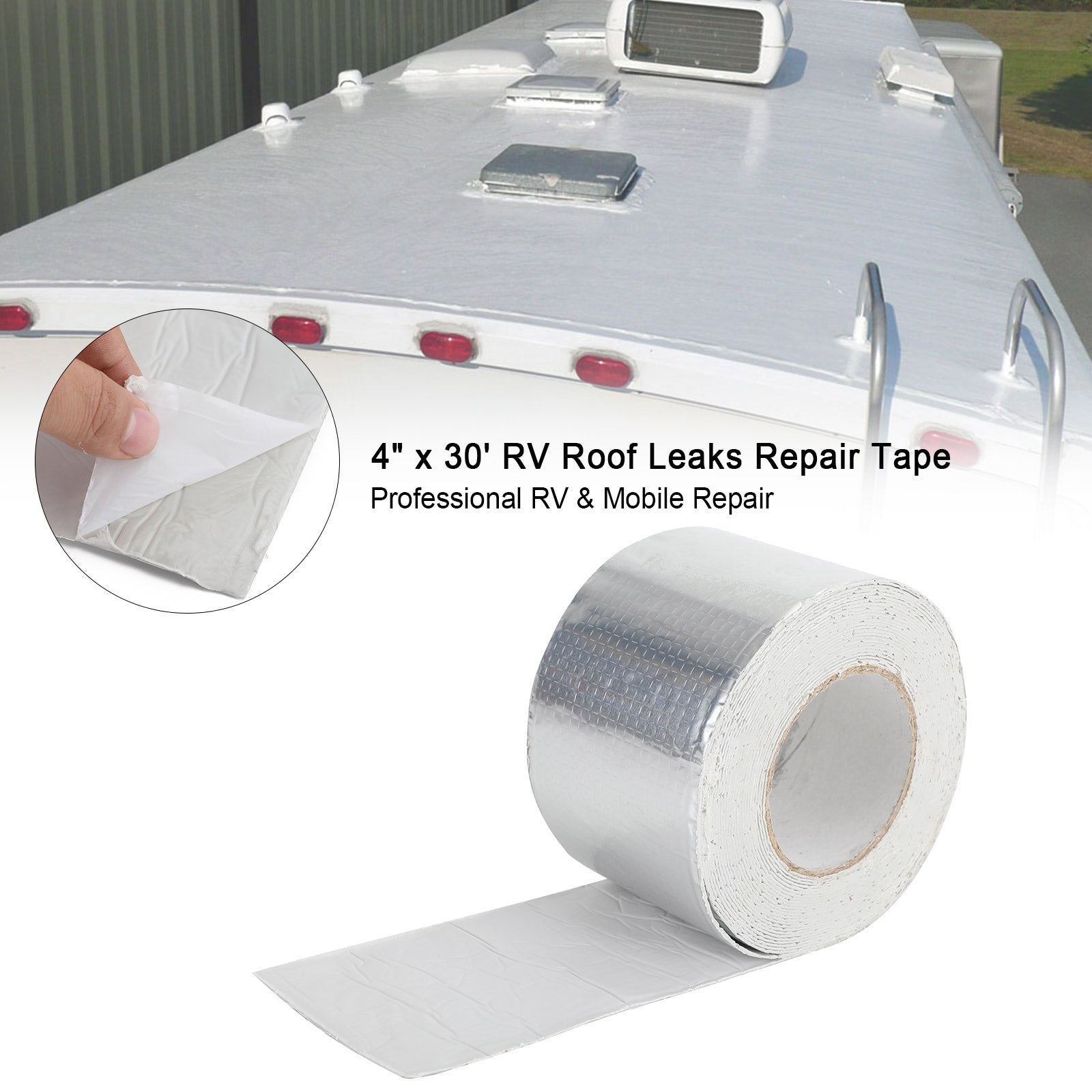 4" x 30' RV Sealant Tape Silver UV Waterproof Roof Leaks Repair Tape Seal Sticky