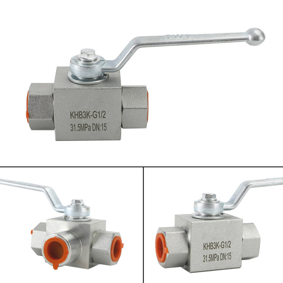 3 Way Hydraulic Ball Valve 1/2Inch NPT Female High Pressure Ball Valve