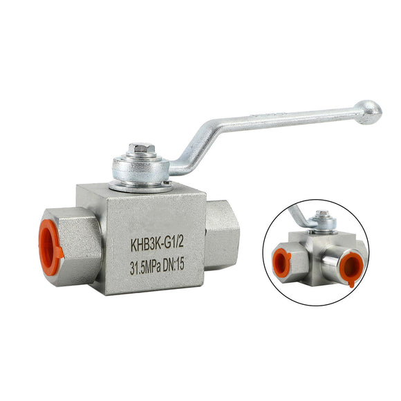 3 Way Hydraulic Ball Valve 1/2Inch NPT Female High Pressure Ball Valve