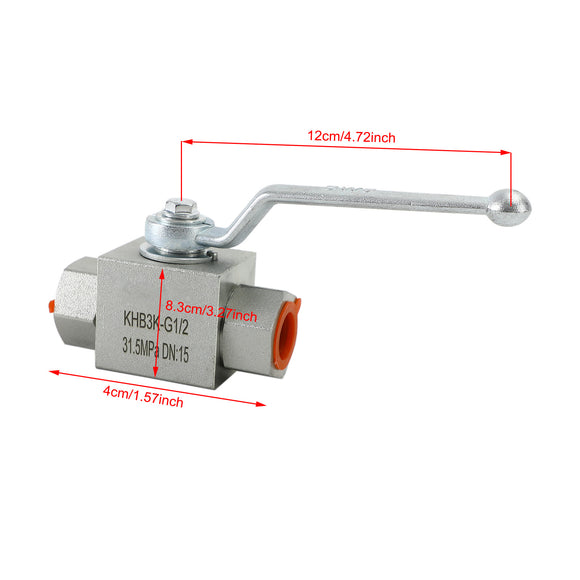 3 Way Hydraulic Ball Valve 1/2Inch NPT Female High Pressure Ball Valve