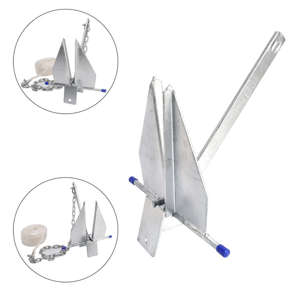 Kit Galvanized Boat Anchor 8Lbs Sliding Anchor & Chain & Rope Silver For Boat