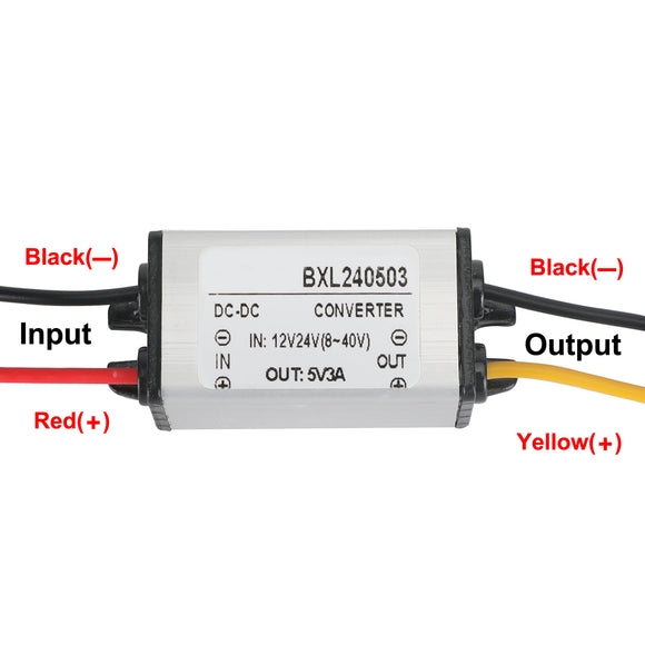 12V/24V to 5V 3A 15W Waterproof Converter Step Down Volt Module Power Supply
