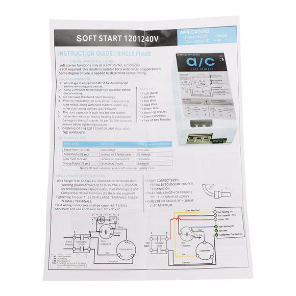 08-16A Soft Start Module For 1.75-3.5 Ton AC Units  Reverse Motor Protection