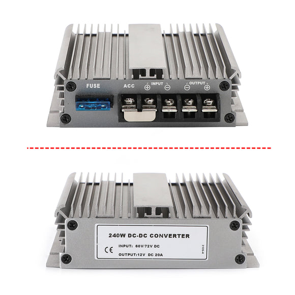 WaterProof DC 48V/60V/72V Step Down to DC 12V 20A Power Regulator Transformer