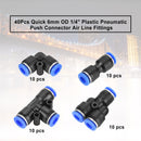 40X 6mm OD 1/4 Inch Plastic Pneumatic Push Connector Set Air Line Quick Fittings-2