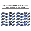 40X 6mm OD 1/4 Inch Plastic Pneumatic Push Connector Set Air Line Quick Fittings-6
