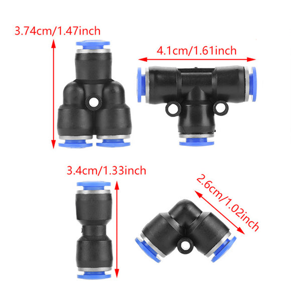 40X 6mm OD 1/4 Inch Plastic Pneumatic Push Connector Set Air Line Quick Fittings