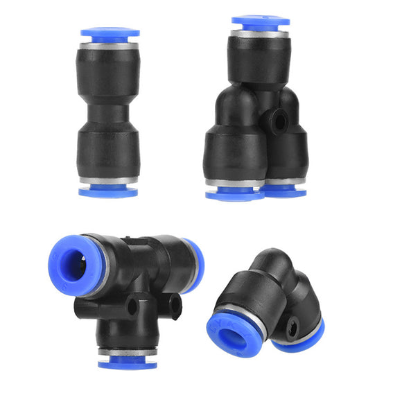 40X 6mm OD 1/4 Inch Plastic Pneumatic Push Connector Set Air Line Quick Fittings