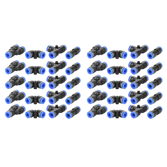40X 6mm OD 1/4 Inch Plastic Pneumatic Push Connector Set Air Line Quick Fittings