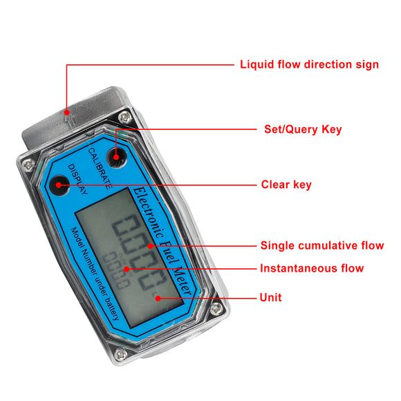 1Inch Turbine Digital Diesel Fuel Flow Meter Oval Gear Flow Gauge BSPT/NPT