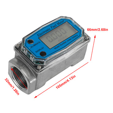 1 Inch Turbine Digital Diesel Fuel Flow Meter Oval Gear Flow Gauge BSPT/NPT - 0