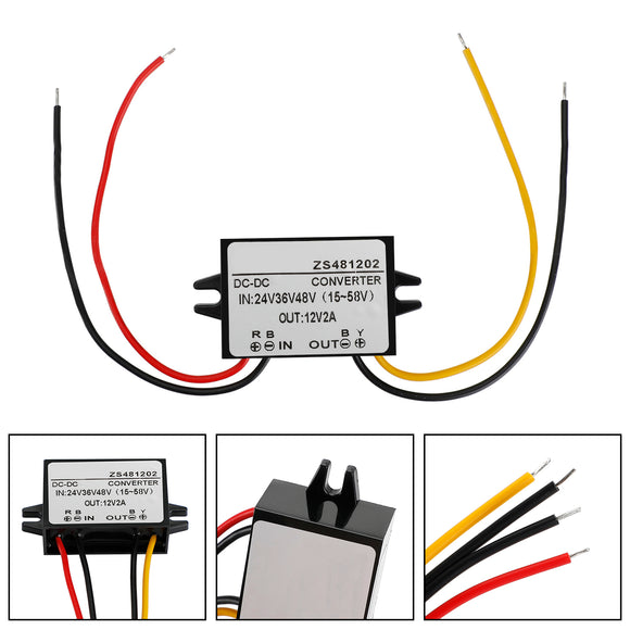 Waterproof Buck Step Down Converter DC24V 36V 48V to DC12V 2A Car Power Module