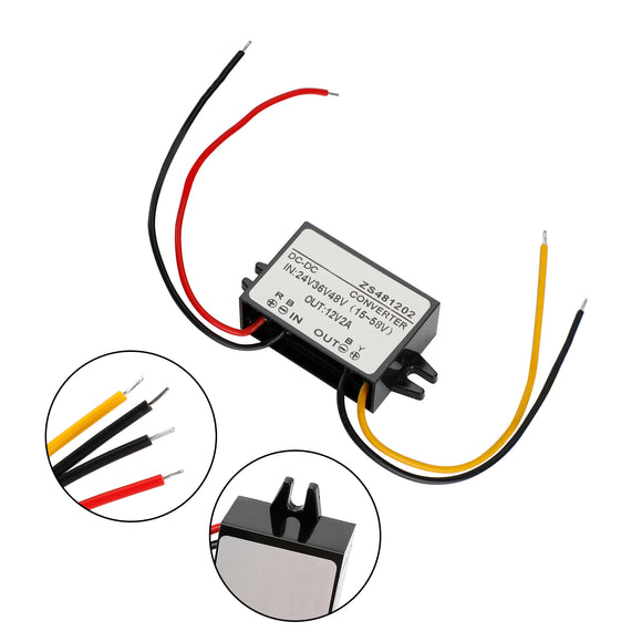 Waterproof Buck Step Down Converter DC24V 36V 48V to DC12V 2A Car Power Module