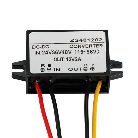 Waterproof Buck Step Down Converter DC24V 36V 48V to DC12V 2A Car Power Module
