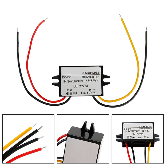 Waterproof Buck Step Down Converter DC24V 36V 48V to DC12V 3A Car Power Module