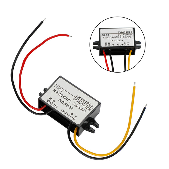 Waterproof Buck Step Down Converter DC24V 36V 48V to DC12V 3A Car Power Module