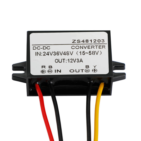 Waterproof Buck Step Down Converter DC24V 36V 48V to DC12V 3A Car Power Module