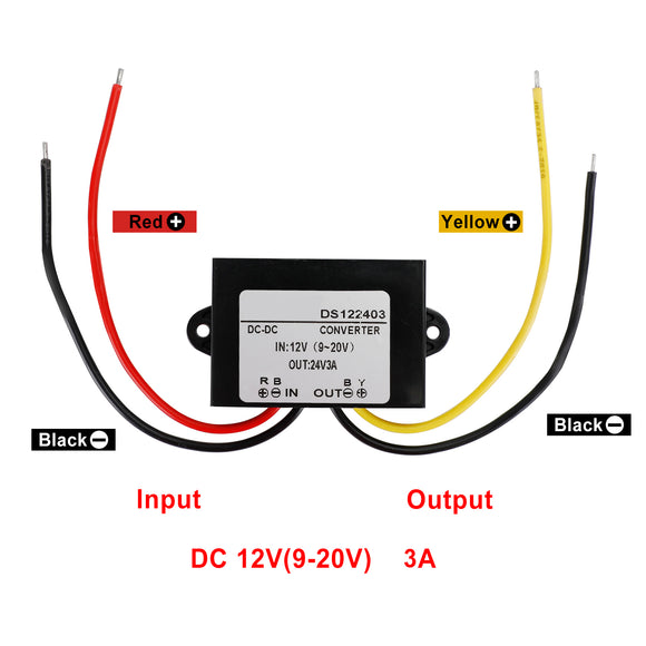 Waterproof DC-DC Boost Step-Up Converter 12V to 24V 3A Car Power Supply Module