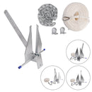 Hot-Dipped Boat Anchor Kit 10Lbs Sliding Anchor & Rope Set Silver Fits For Boat-4