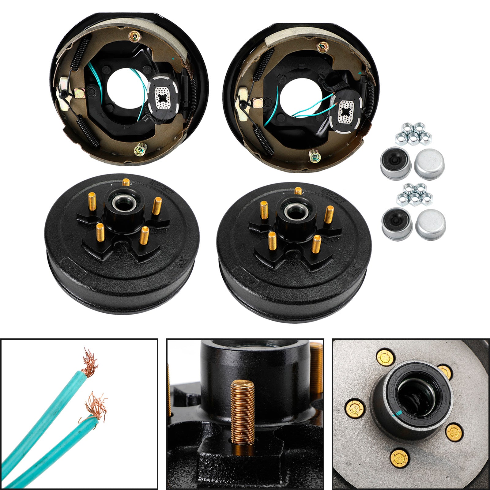 Kits de tambour de remorque 10"-5 sur moyeu 4-1/2 avec freins électriques -10" pour essieu 3,5K