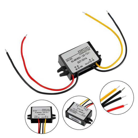 Waterproof DC-DC Converter 60V Step Down to 12V Car Power Supply Module 1A