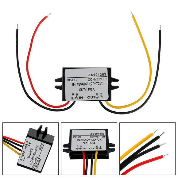 Waterproof DC-DC Buck Step Down Volt Converter 20V-72V 24V 36V 48V to 12V 3A