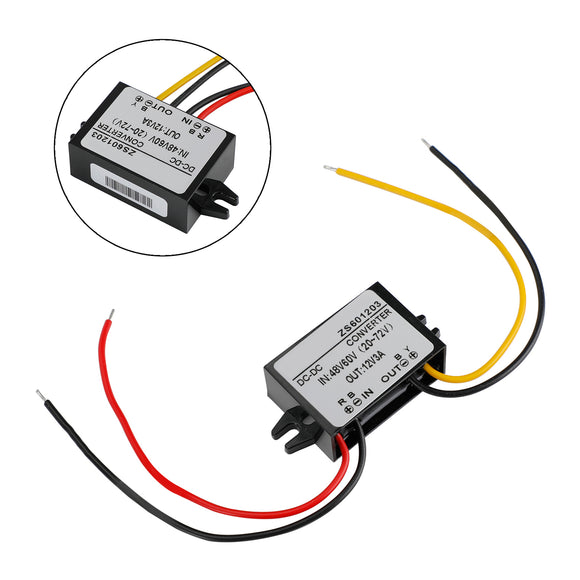 Waterproof DC-DC Buck Step Down Volt Converter 20V-72V 24V 36V 48V to 12V 3A