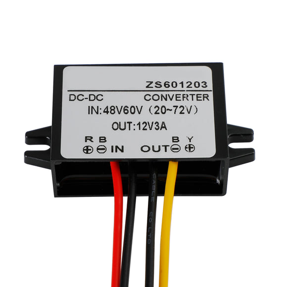 Waterproof DC-DC Buck Step Down Volt Converter 20V-72V 24V 36V 48V to 12V 3A