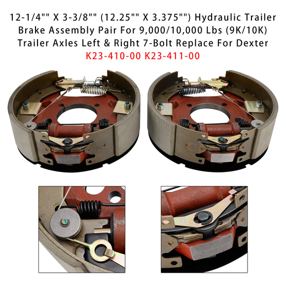 2PCS 12-1/4" X 3-3/8" (12.25" X 3.375") Hydraulic Trailer Brake Assembly