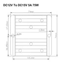 Waterproof DC 12V to 15V 5A 75W Step-Up Power Supply Converter Regulator-7
