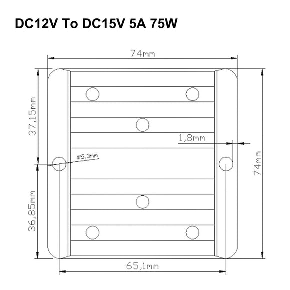 Waterproof DC 12V to 15V 5A 75W Step-Up Power Supply Converter Regulator