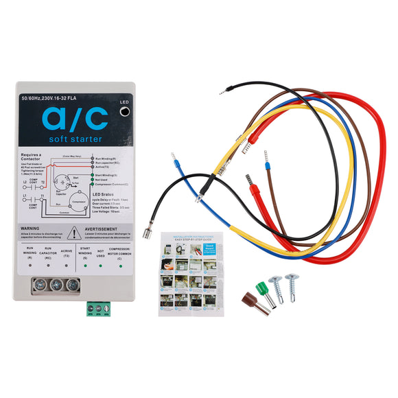 AC Soft Starter Reverse Motor Protection 16-32A + Install Kit