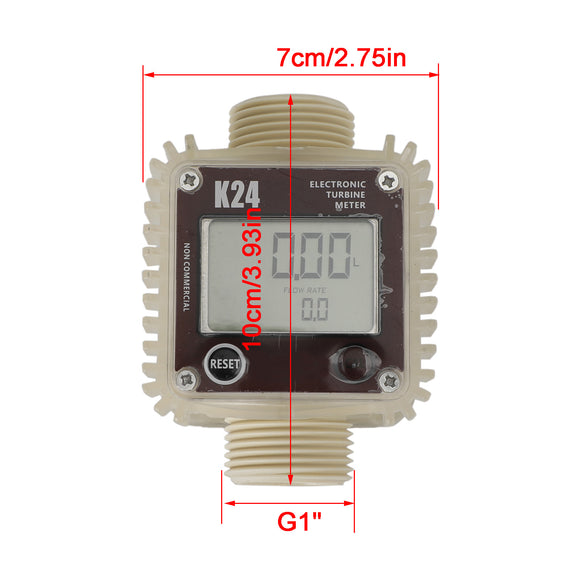 K24 Turbine Digital Diesel For Fuel Flow Meter Chemicals Water Color Red