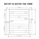 Waterproof DC/DC Converter Regulator 12V Step Up to 15V 10A 150W-7